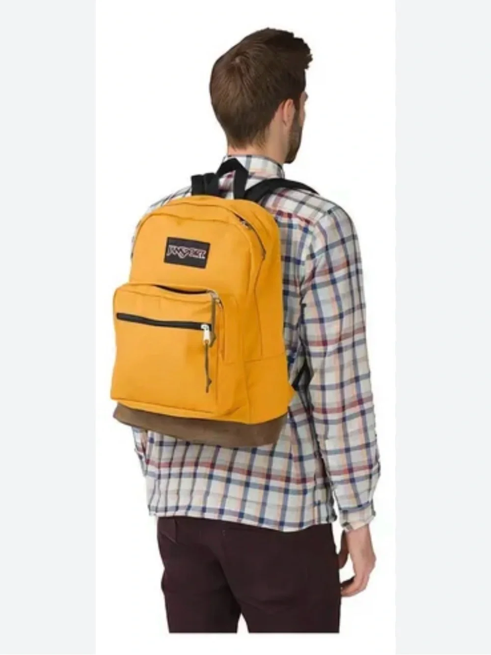 Jansport Yellow Backpack with Brown Suede Base